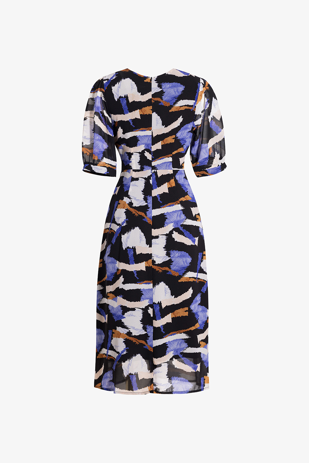 Đầm chữ A họa tiết xoắn eo tay lỡ