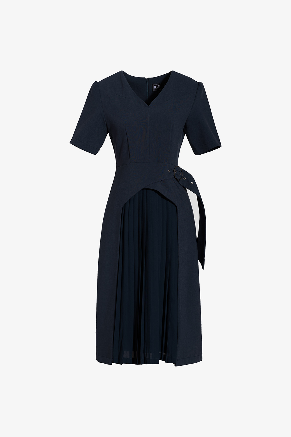 Đầm liền công sở dáng xòe xếp ly