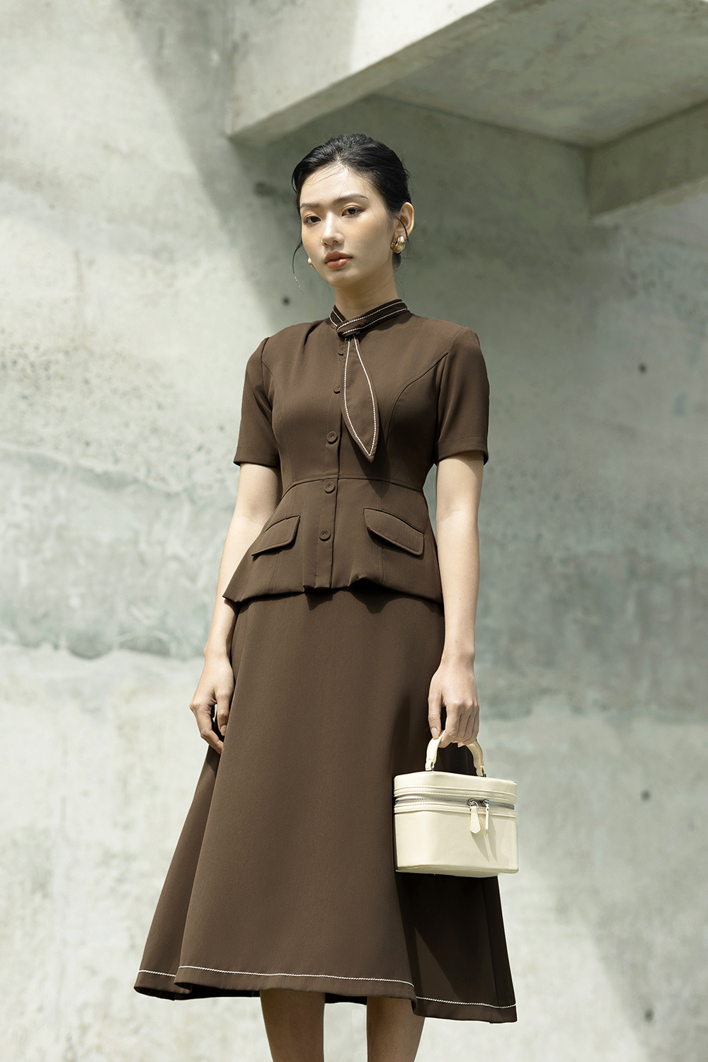 Áo peplum công sở nữ cổ vạt