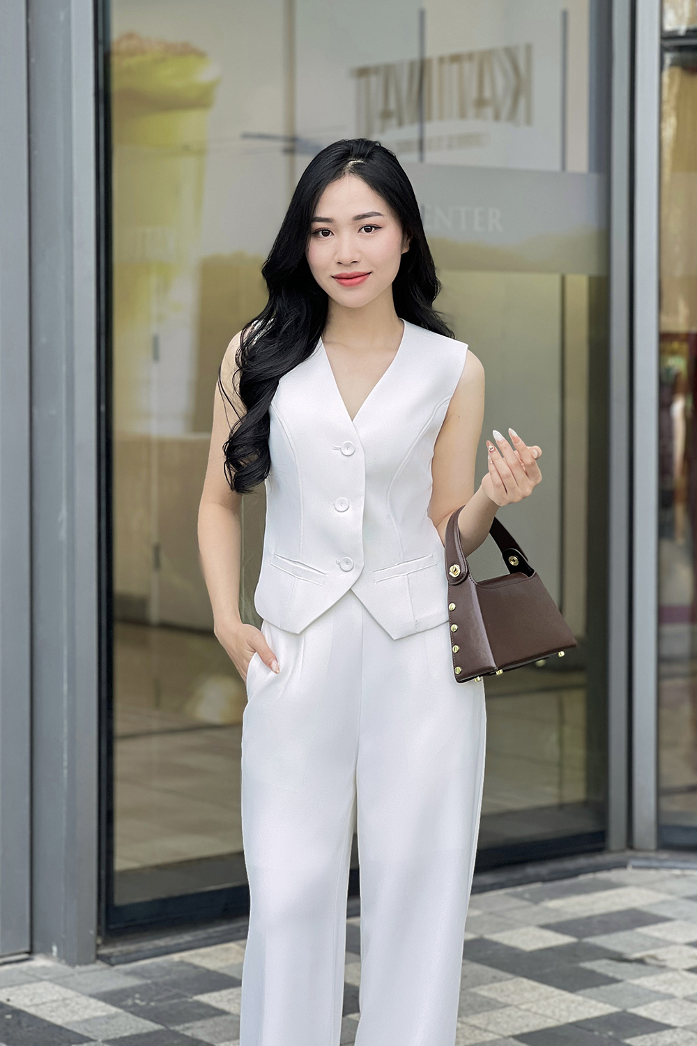 Áo gile công sở nữ dáng ngắn sát nách