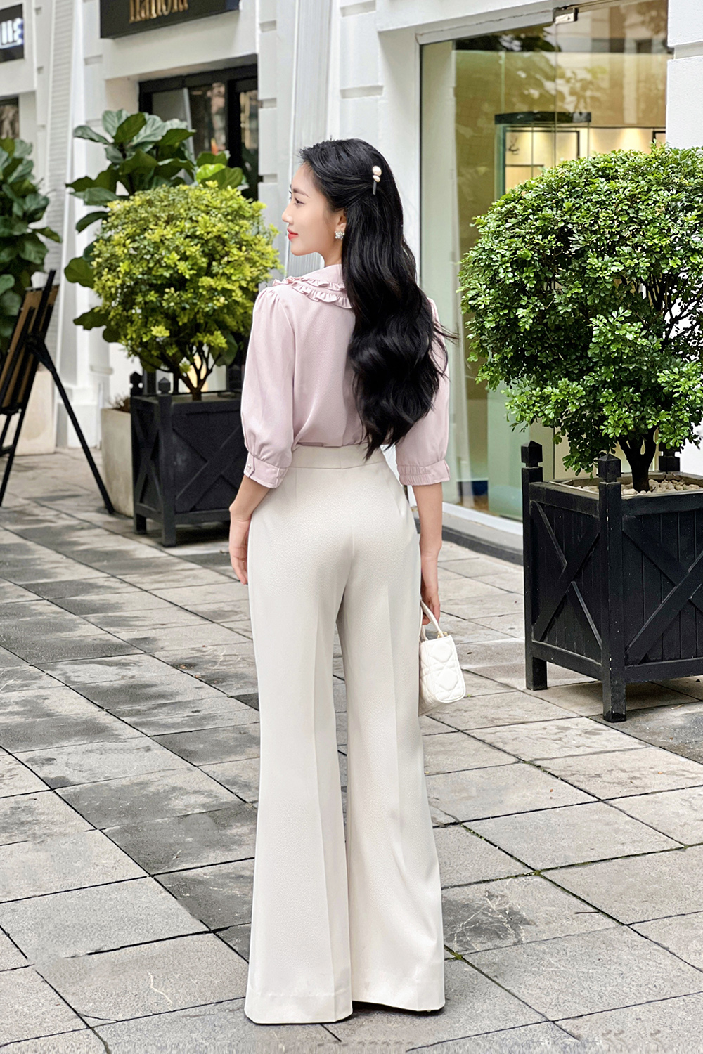 Quần tây công sở nữ ống loe nhẹ