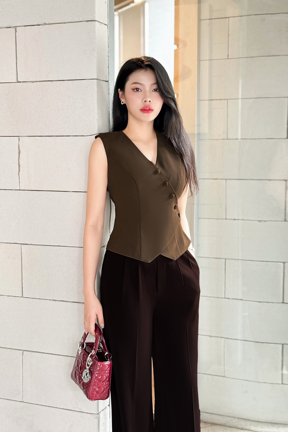 Quần tây nữ dáng suông ống rộng