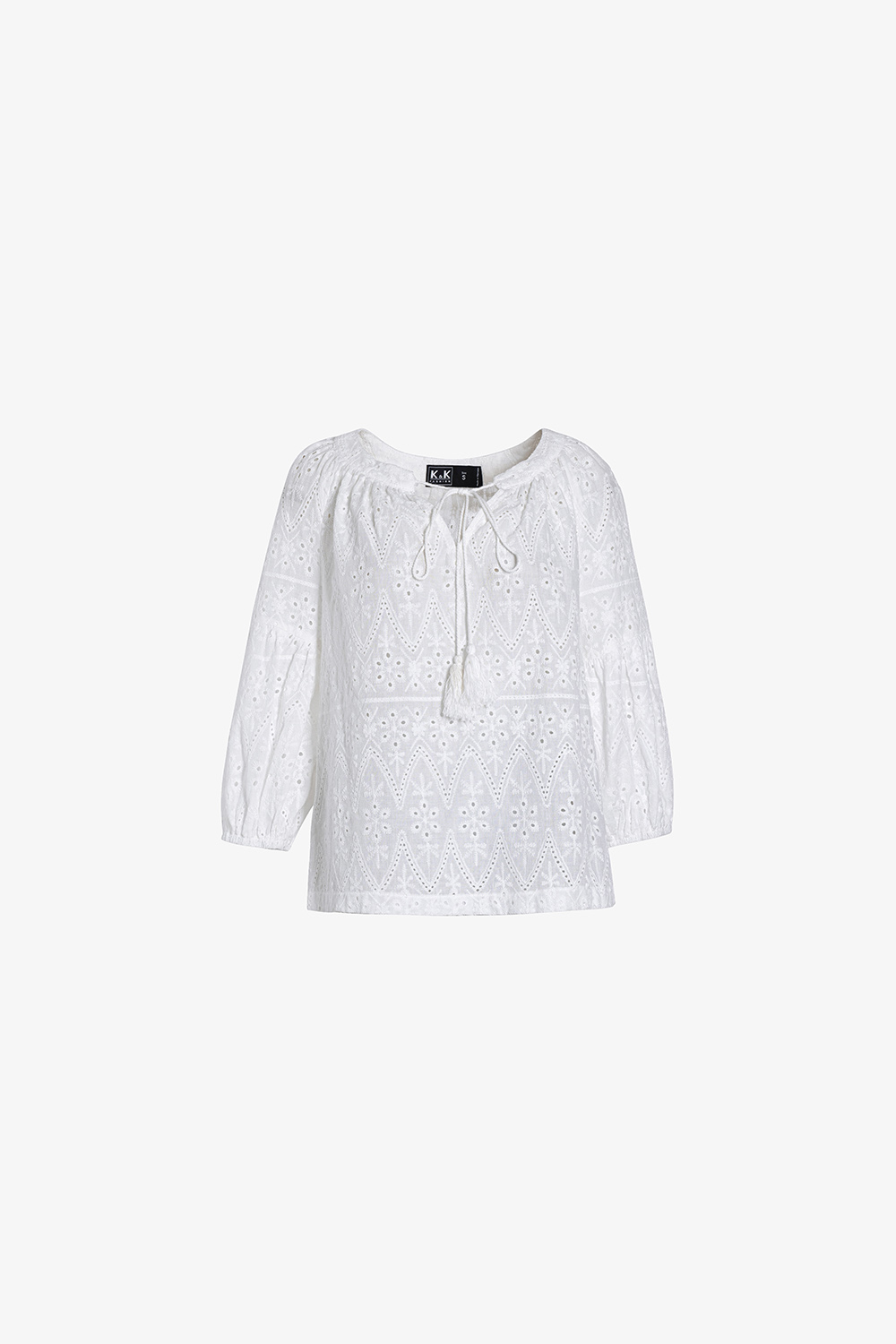 Áo kiểu nữ màu trắng xô thêu tay lửng