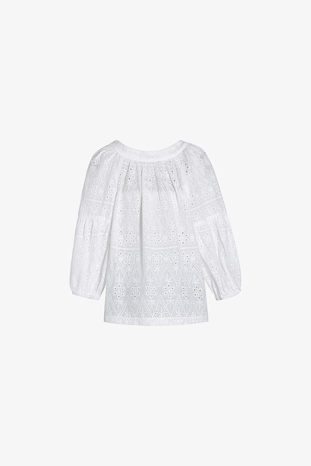 Áo kiểu nữ màu trắng xô thêu tay lửng