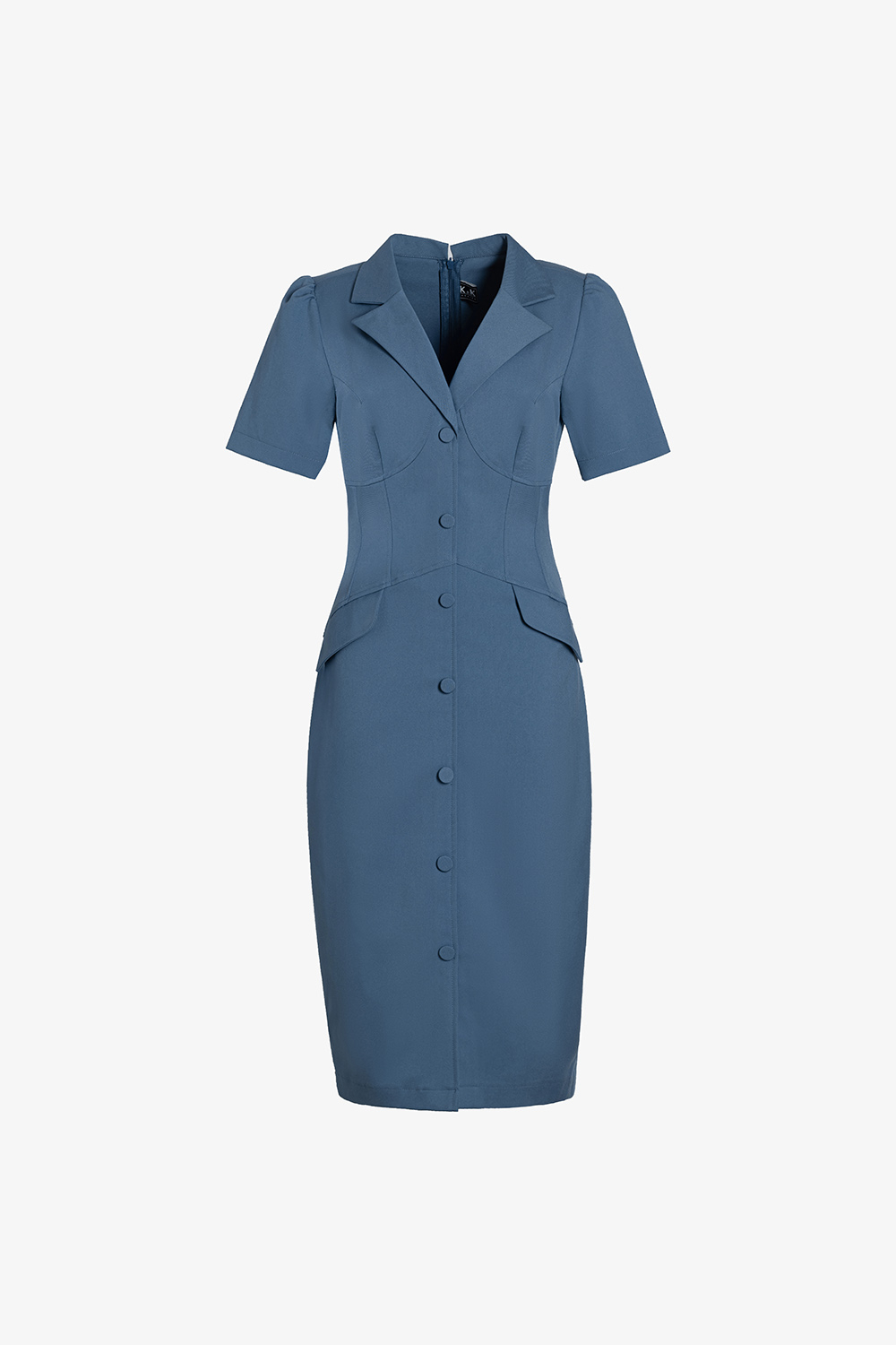 Đầm ôm công sở phối nút cổ đan tông