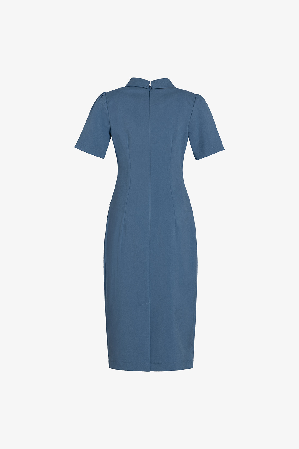 Đầm ôm công sở phối nút cổ đan tông