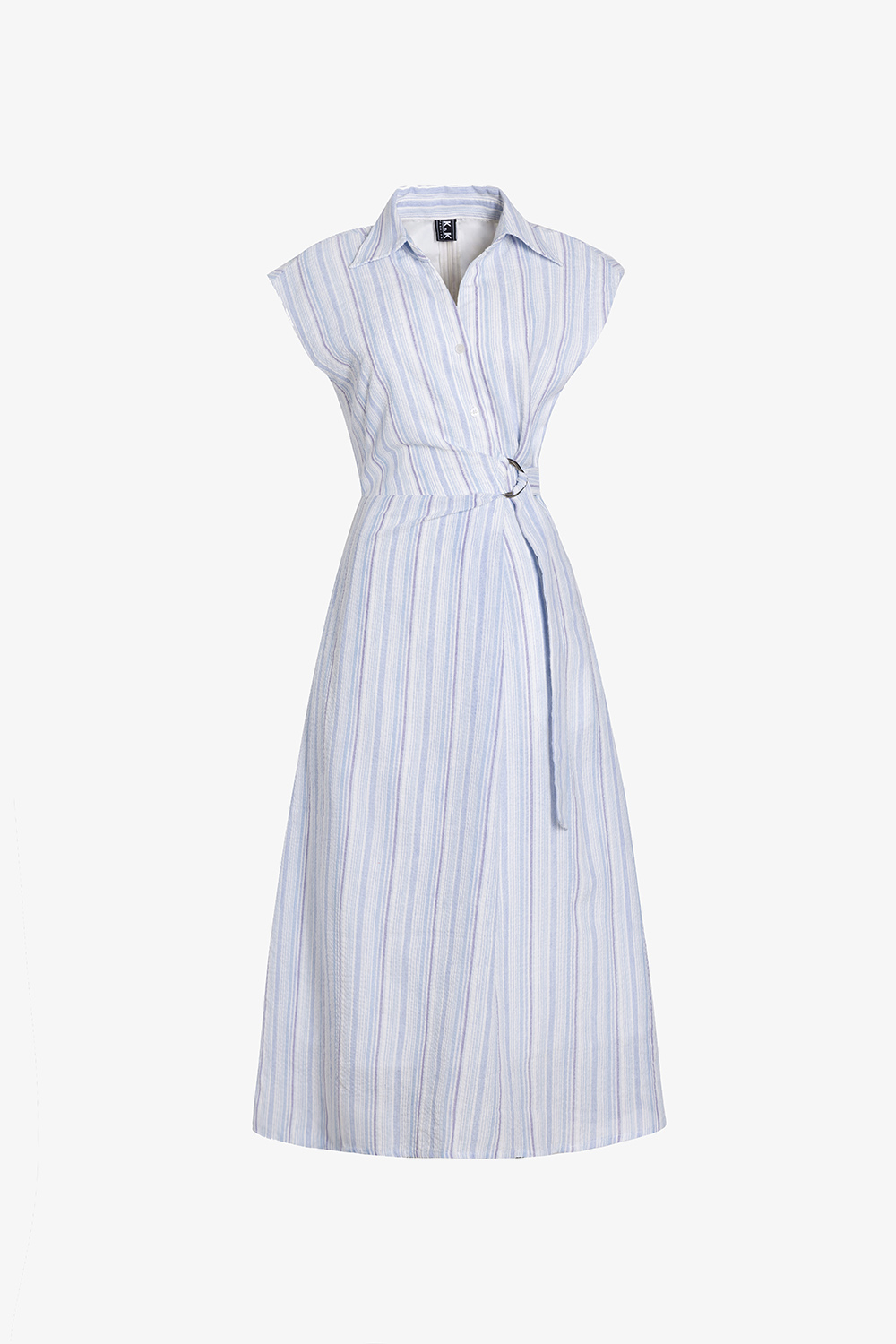 Đầm chữ A họa tiết kẻ sọc nhấn eo