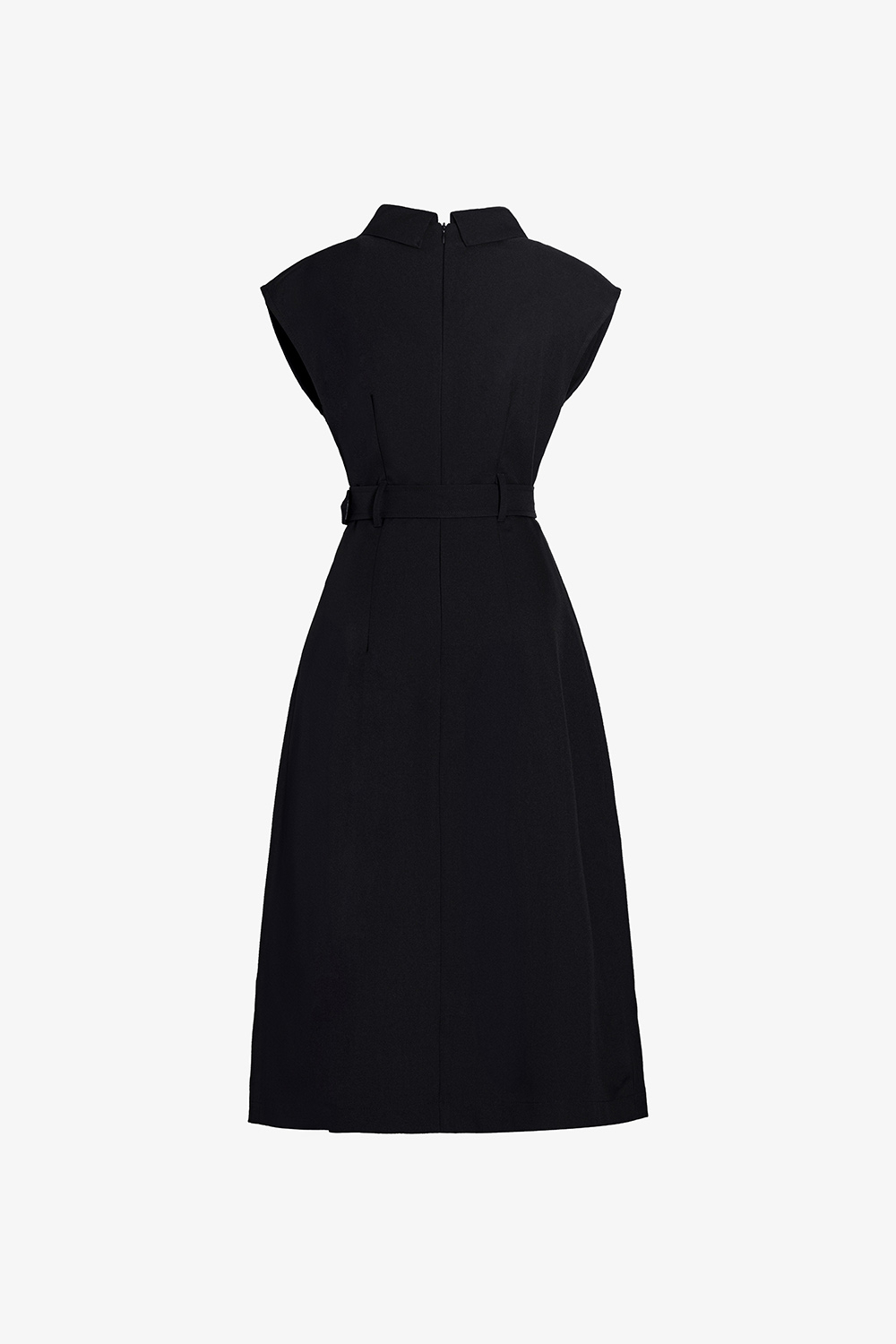 Đầm đen sơ mi công sở chữ A kèm thắt eo