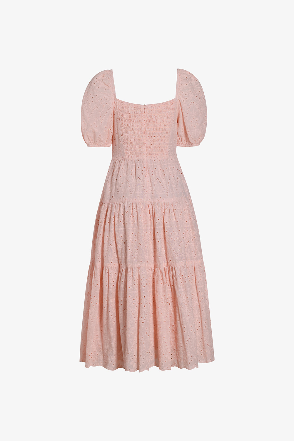 Đầm xòe cotton thêu dáng dài tay phồng