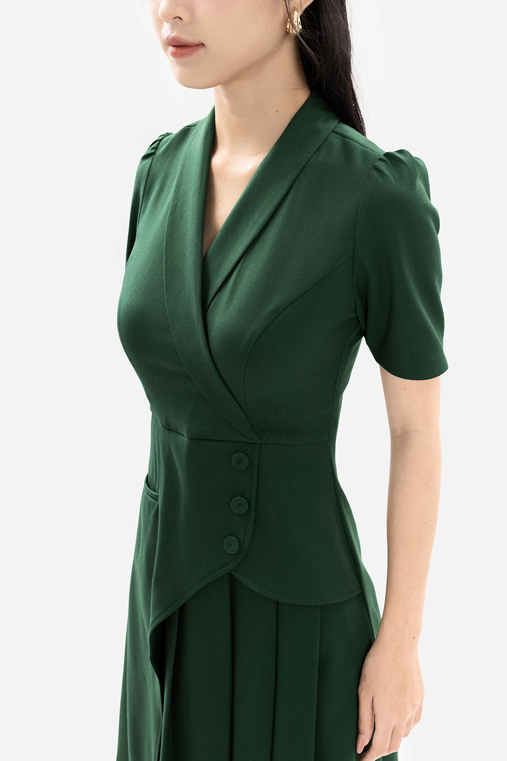 Đầm công sở dáng chữ A cổ đan tông