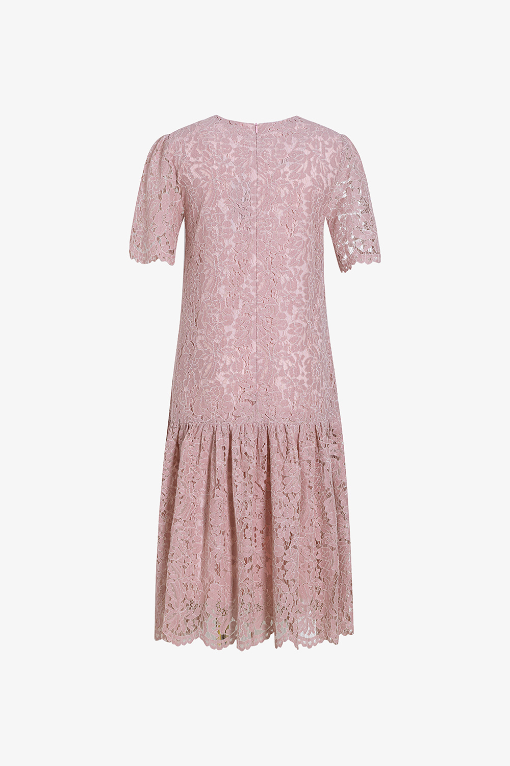 Đầm suông ren màu hồng đính hoa