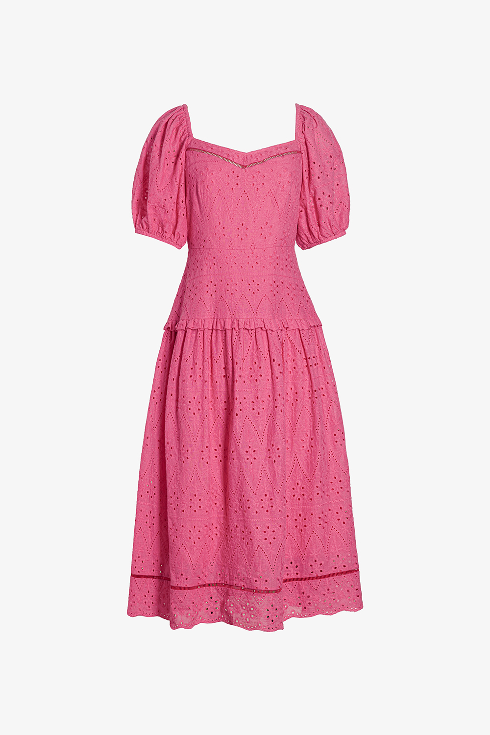 Đầm suông dáng dài cổ vuông tay phồng