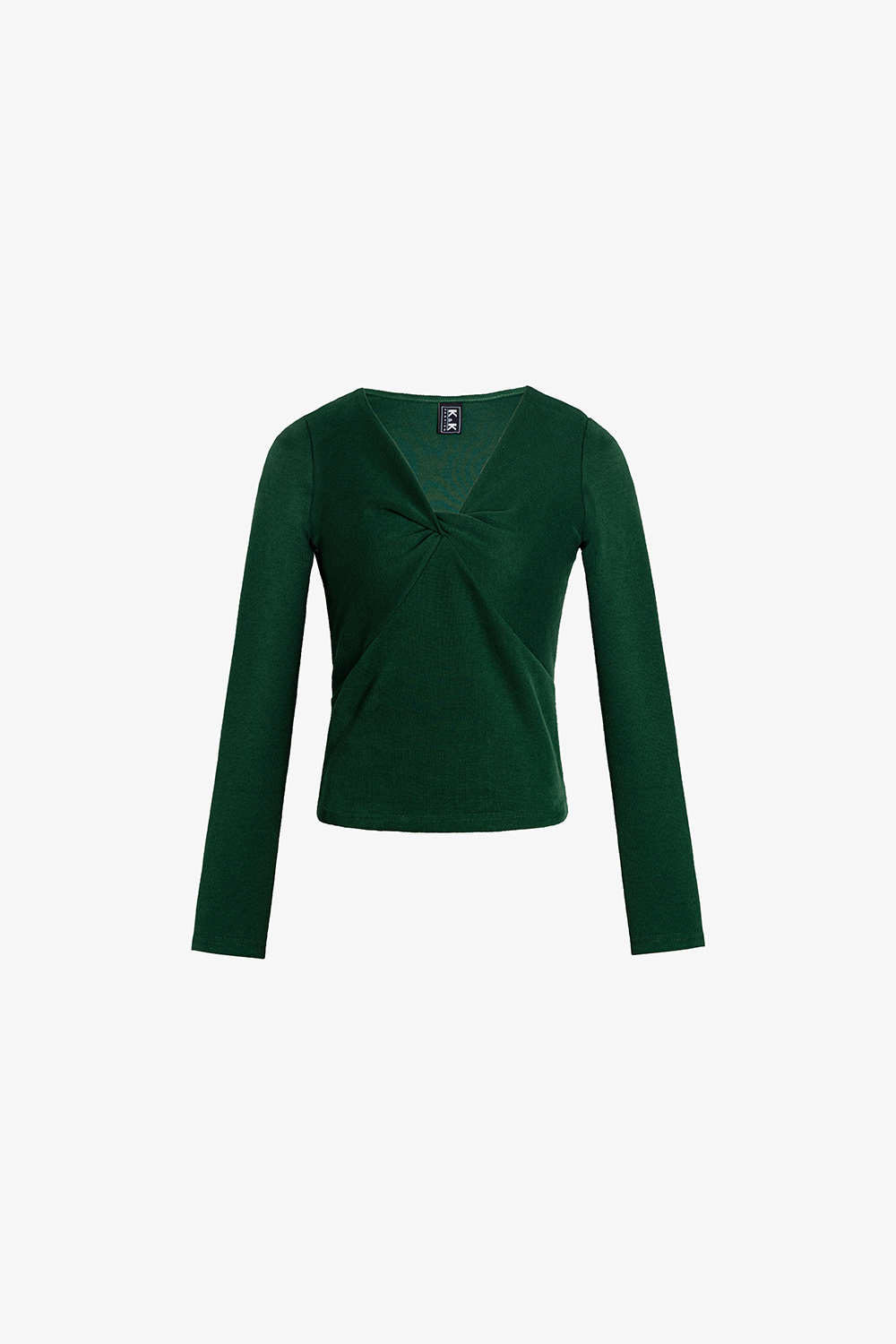 Áo thun ôm cổ V xoắn ngực màu xanh