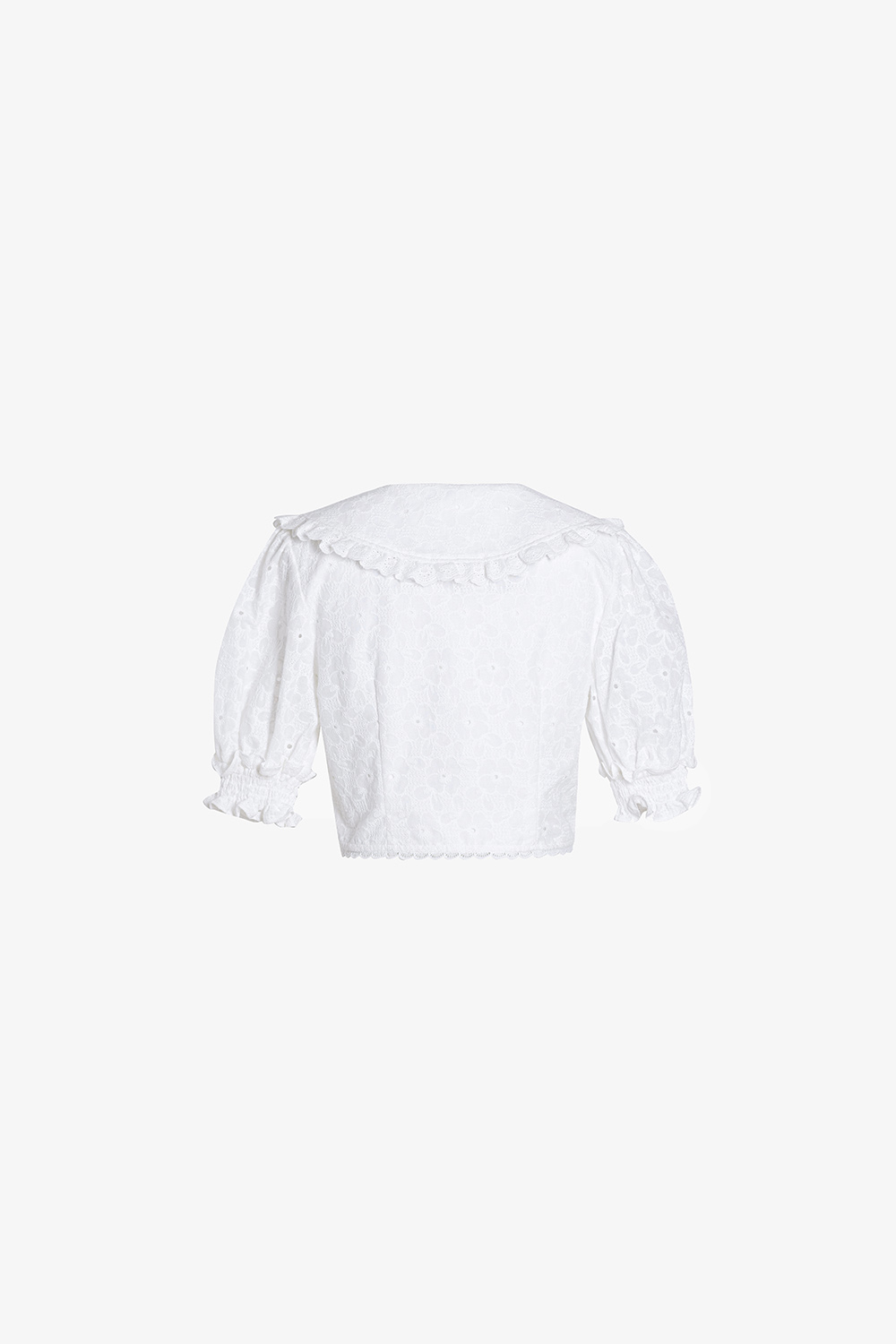 Áo kiểu nữ croptop màu trắng cổ sen