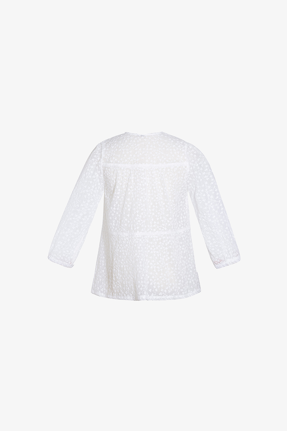 Áo babydoll trắng tay lỡ cổ phối nơ