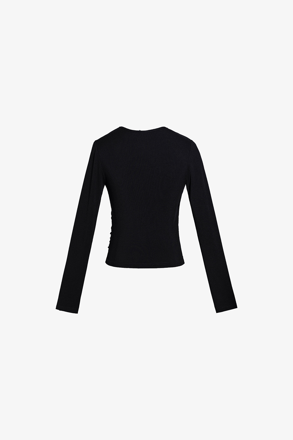 Áo thun nữ tay dài màu đen cổ đắp chéo