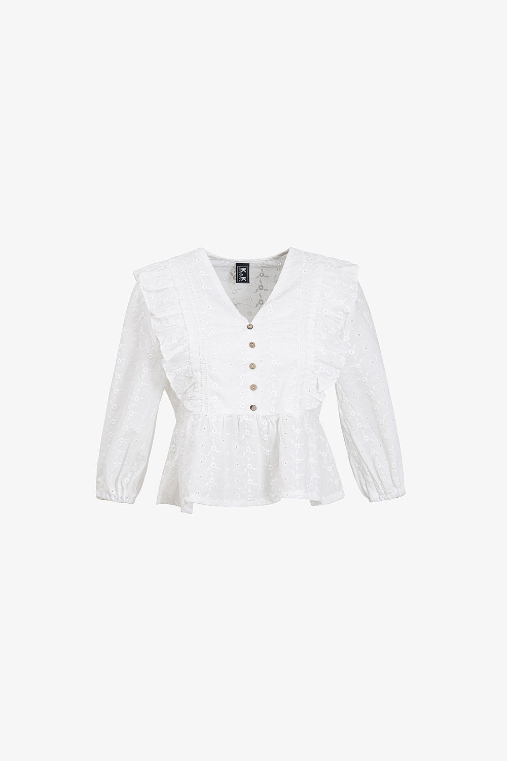 Áo kiểu công sở cổ v phối bèo