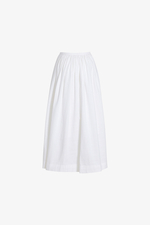 Chân váy xòe midi linen màu trắng