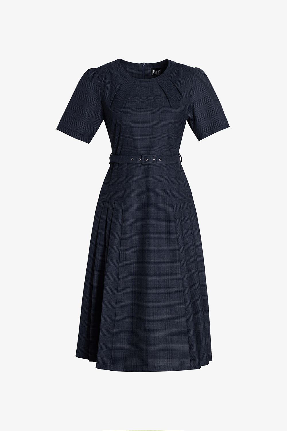 Đầm công sở dáng xòe xếp ly phối belt