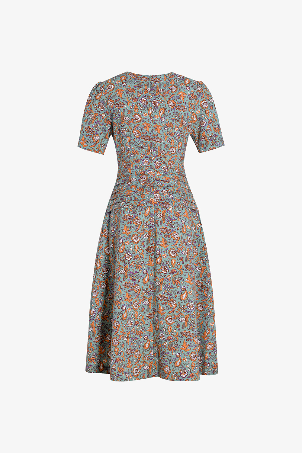 Đầm hoa công sở cổ V dáng xòe