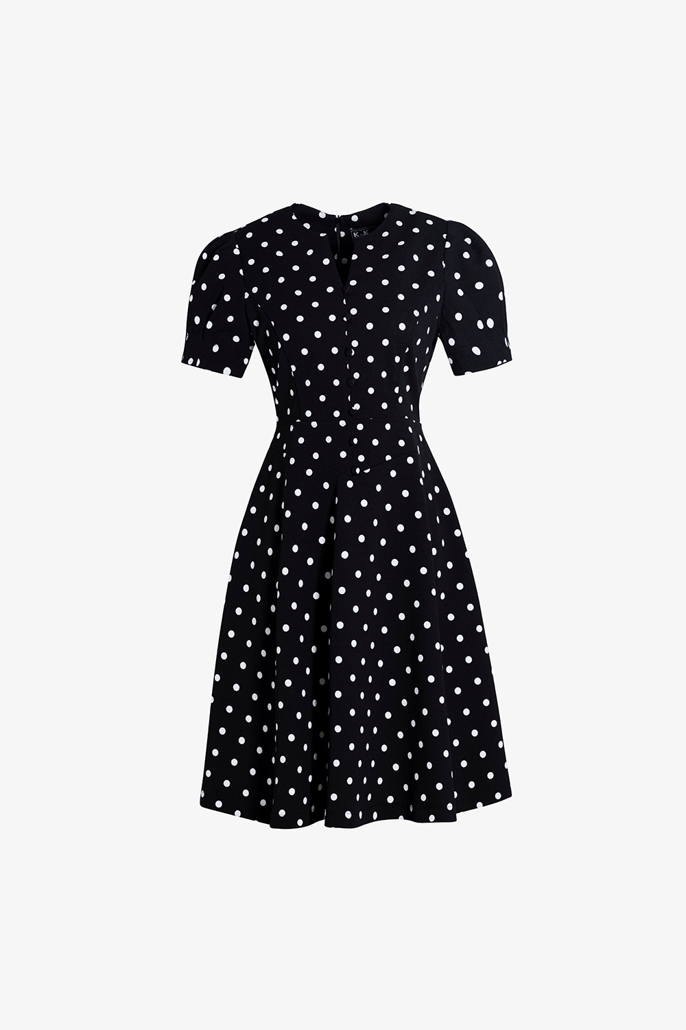 Đầm xòe chữ A họa tiết chấm bi