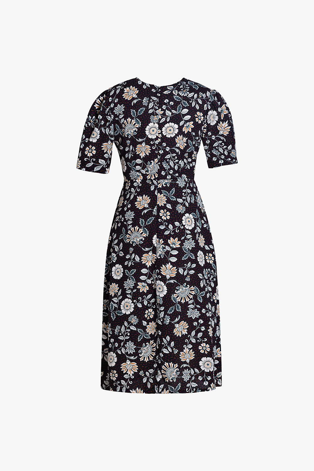 Đầm hoa chữ A công sở cổ chữ V