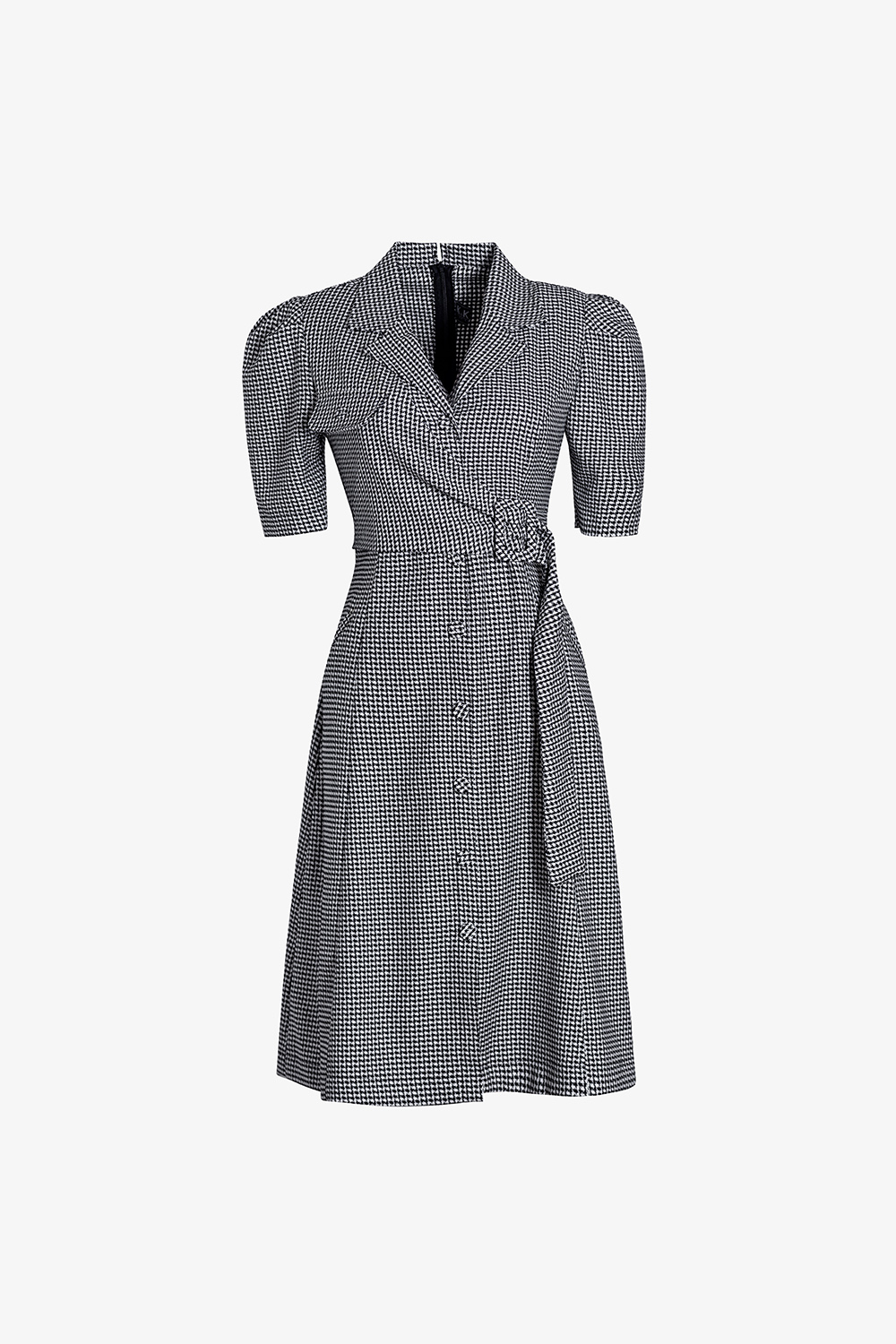 Đầm công sở caro đắp chéo cổ đan tông