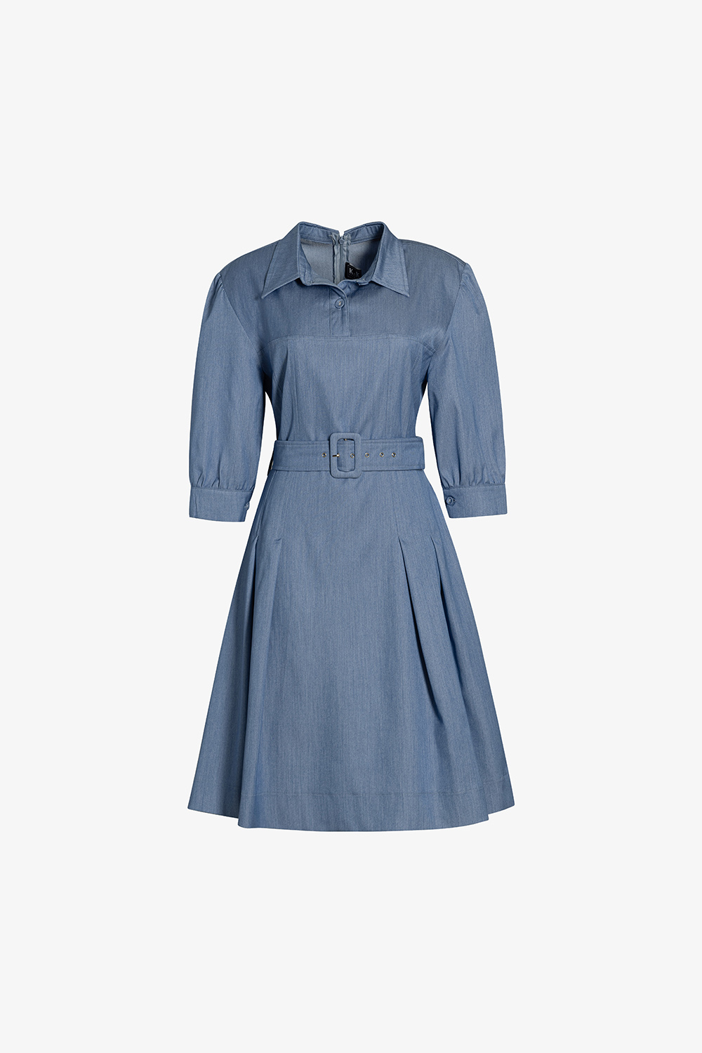 Đầm sơ mi công sở dáng xòe kèm thắt lưng