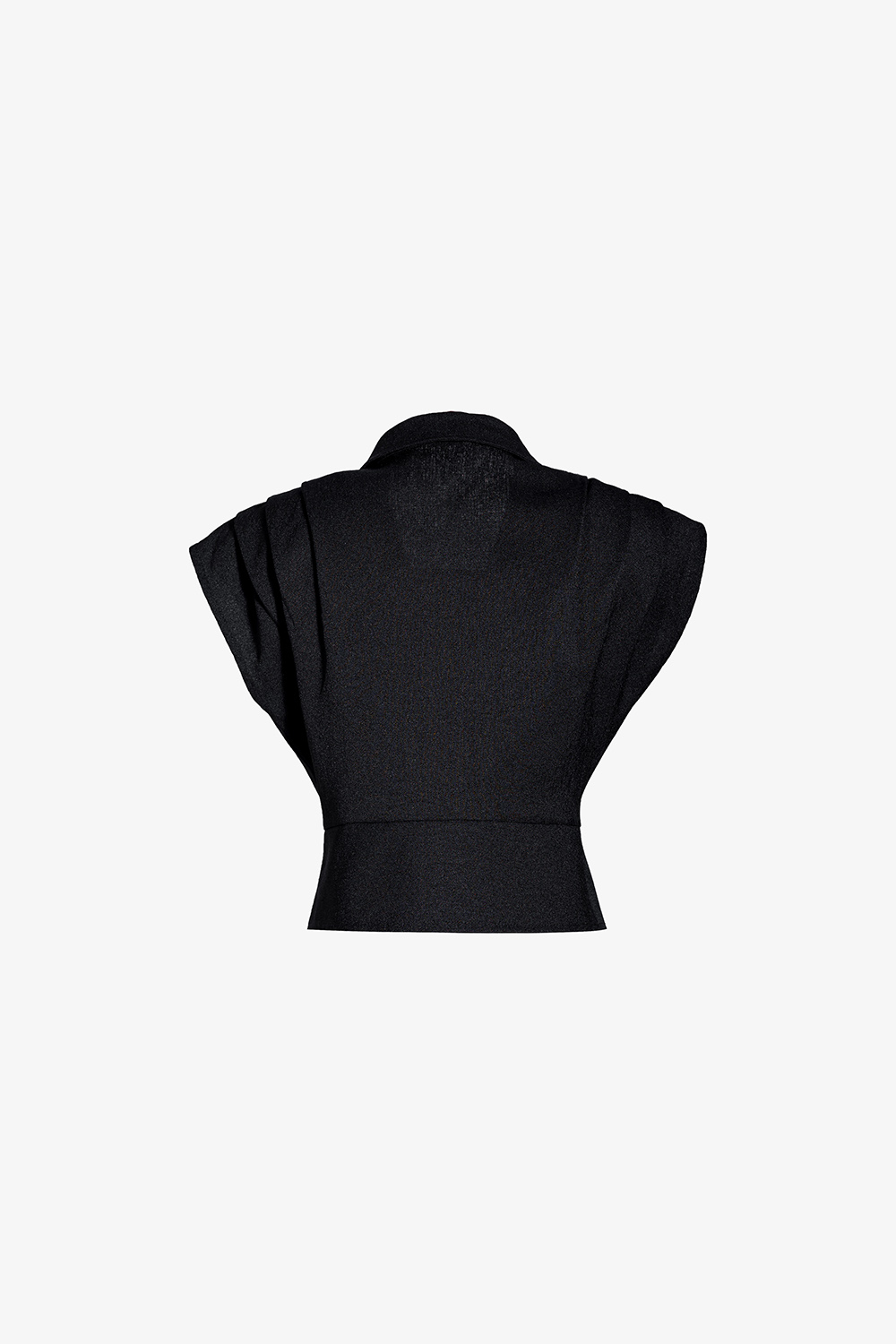 Áo kiểu nữ màu đen xếp ly vai