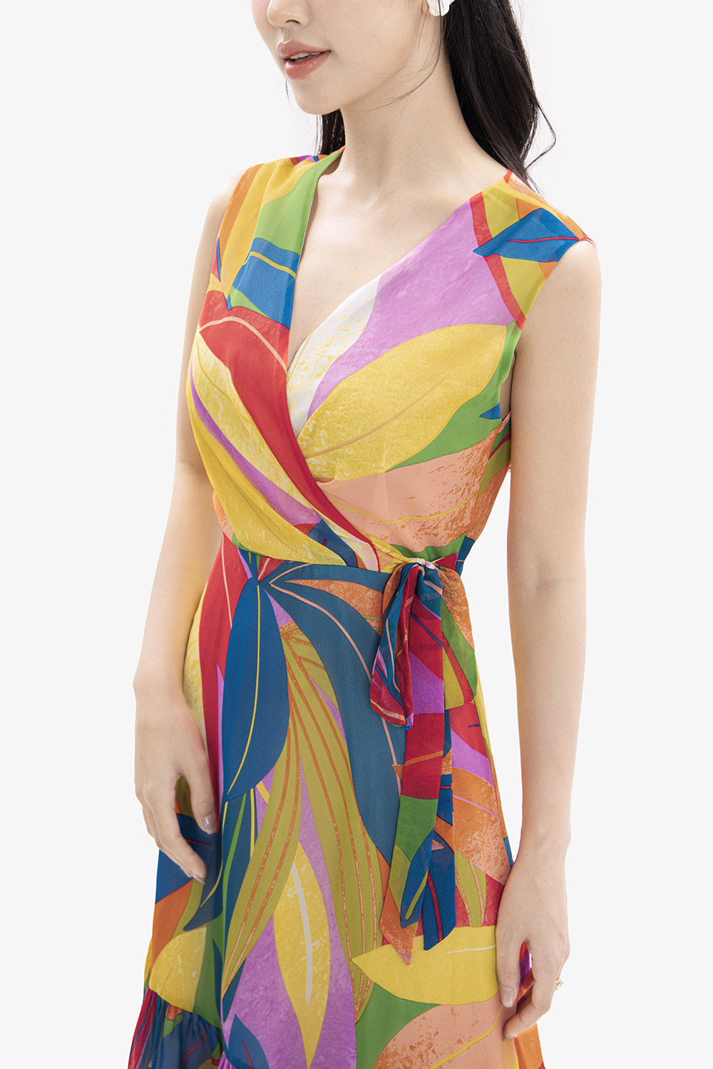 Đầm xòe dáng dài đuôi cá thắt nơ eo