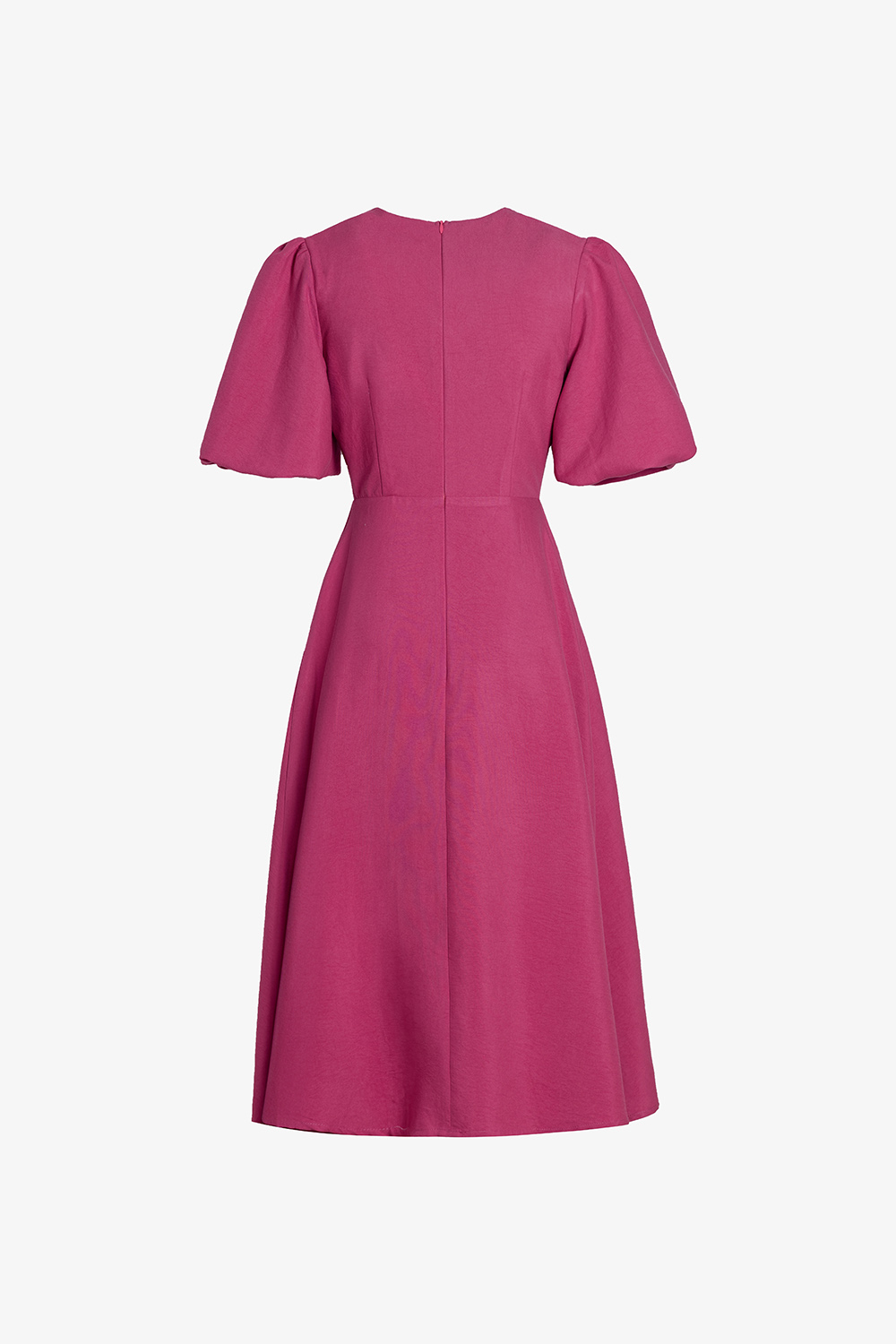 Đầm xòe chữ A màu hồng cổ V xoắn ngực