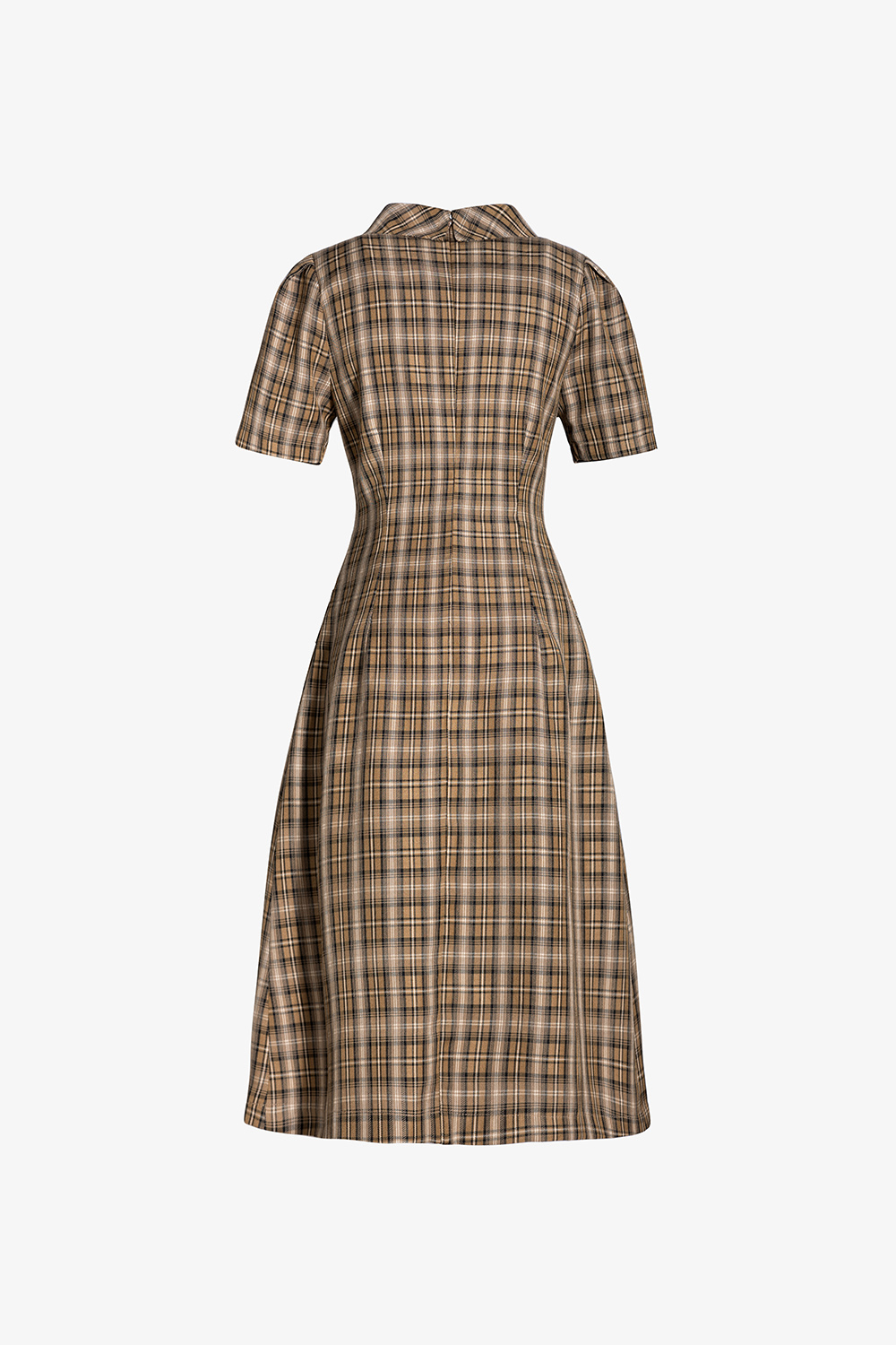 Đầm công sở caro chữ A cổ sơ mi