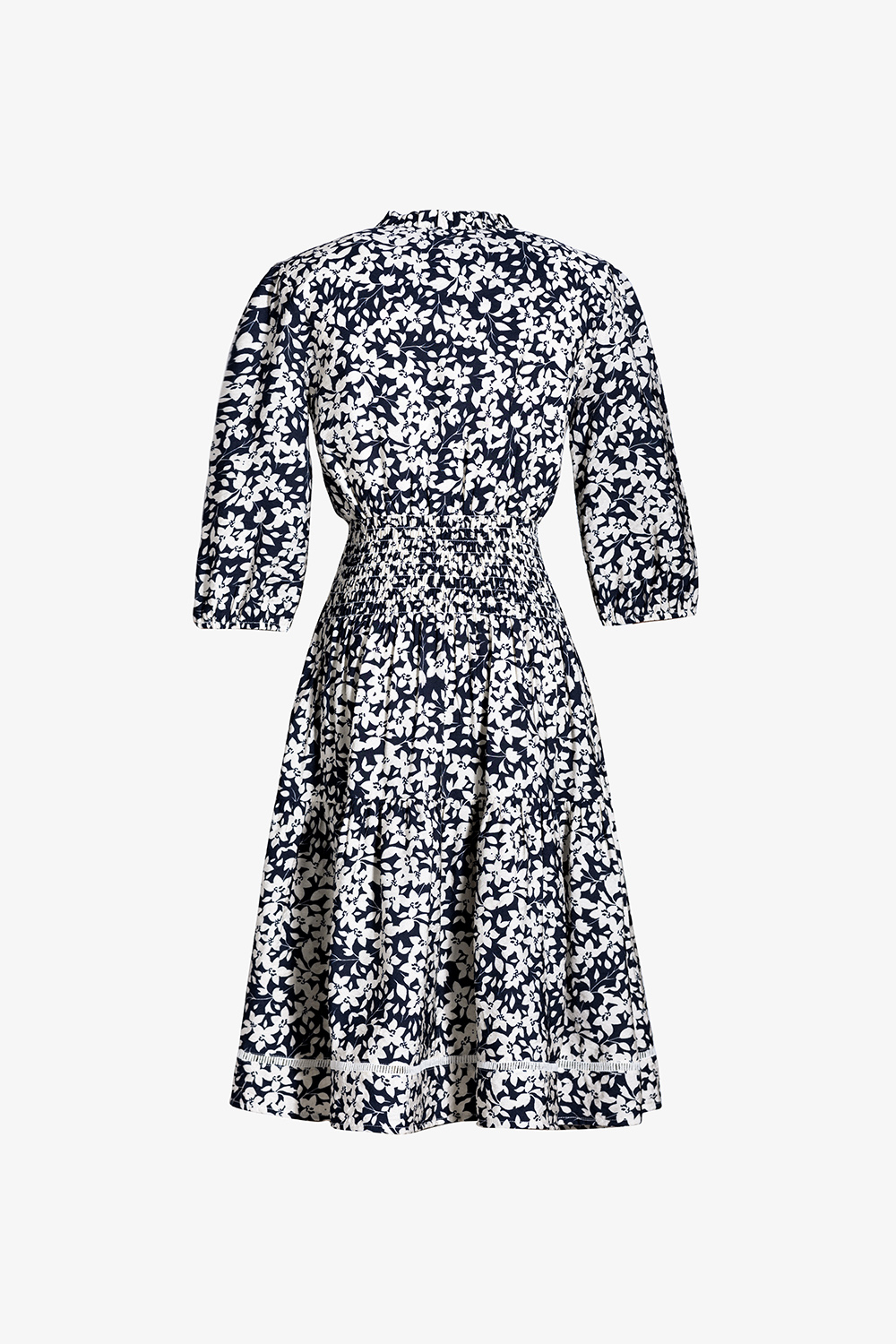 Đầm hoa công sở dáng xòe eo bo chun