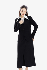 Áo khoác công sở nữ màu đen tay dài