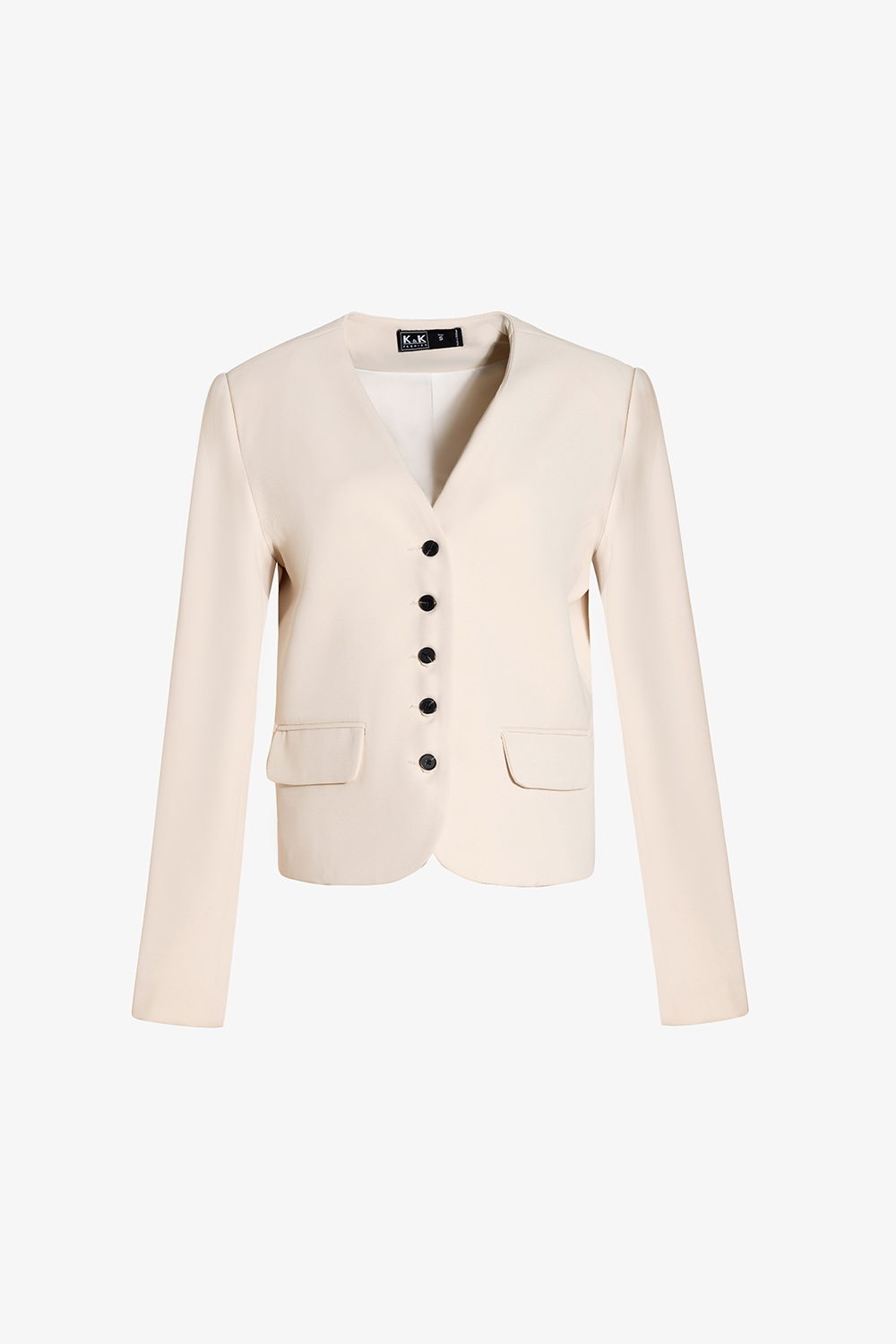 Áo khoác blazer màu kem tay dài