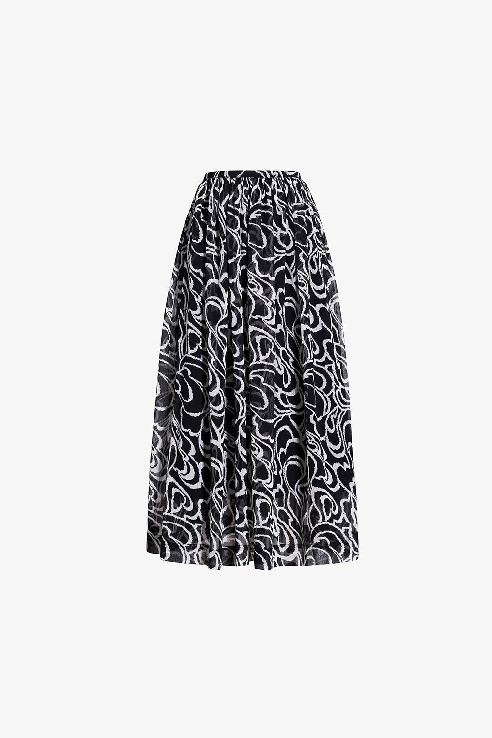 Chân váy xòe màu đen họa tiết