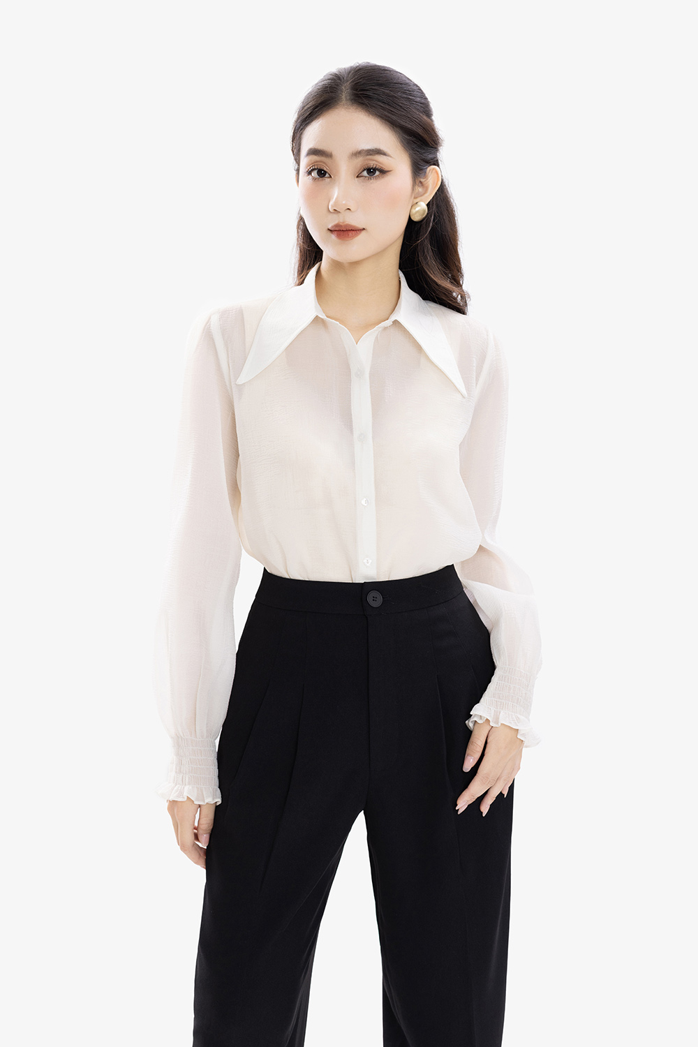 Quần đen công sở nữ dáng baggy