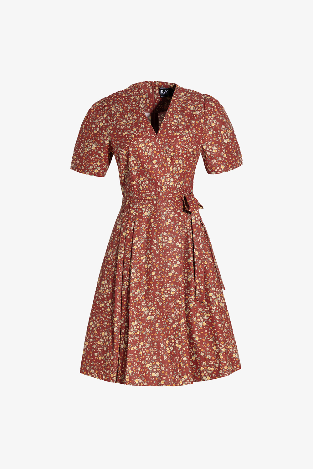 Đầm xòe chữ A cổ V eo phối nơ