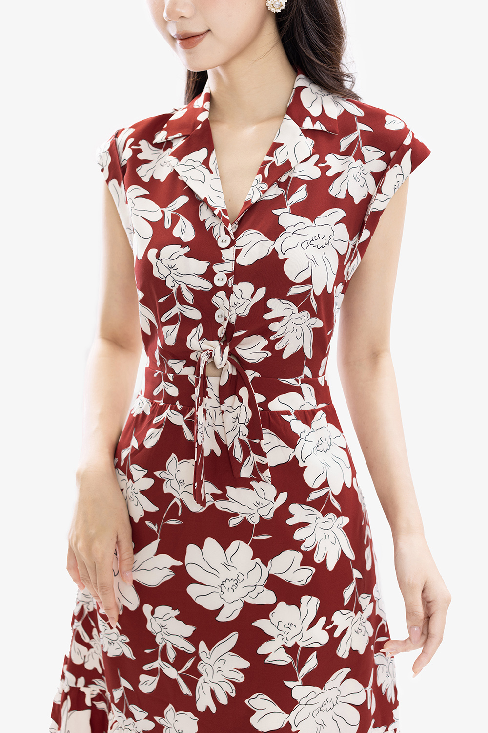 Đầm chữ A họa tiết hoa cổ đan tông