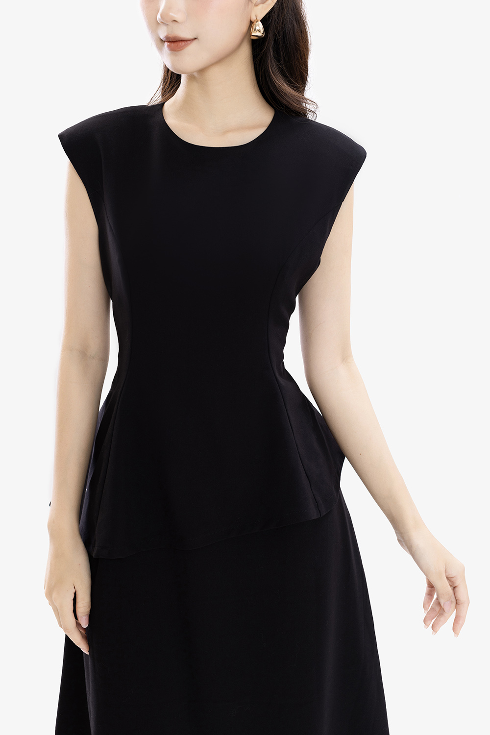 Đầm peplum công sở liền thân màu đen