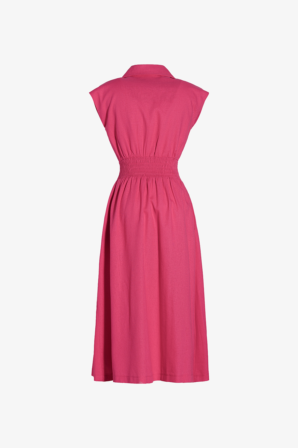 Đầm hồng dáng xòe cổ sơ mi