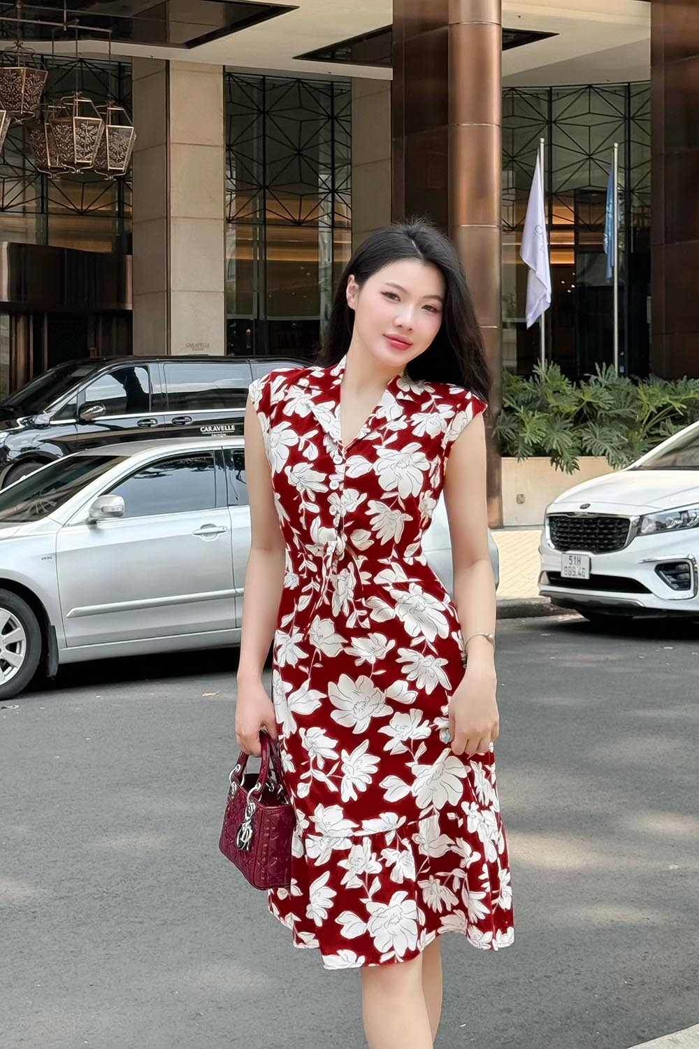 Đầm chữ A họa tiết hoa cổ đan tông KK167-19