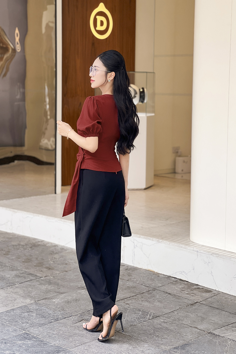 Quần đen công sở nữ dáng baggy