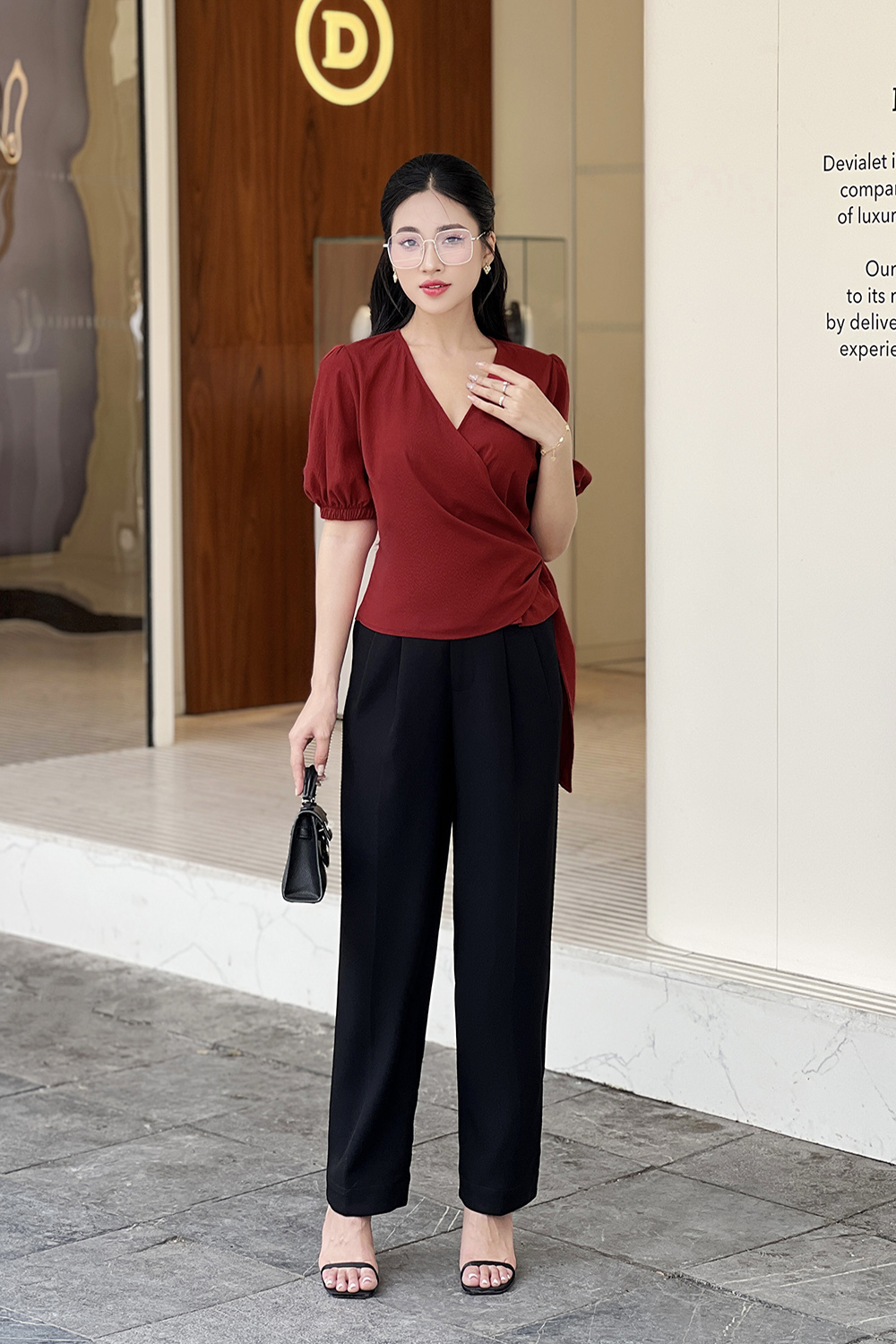 Quần đen công sở nữ dáng baggy