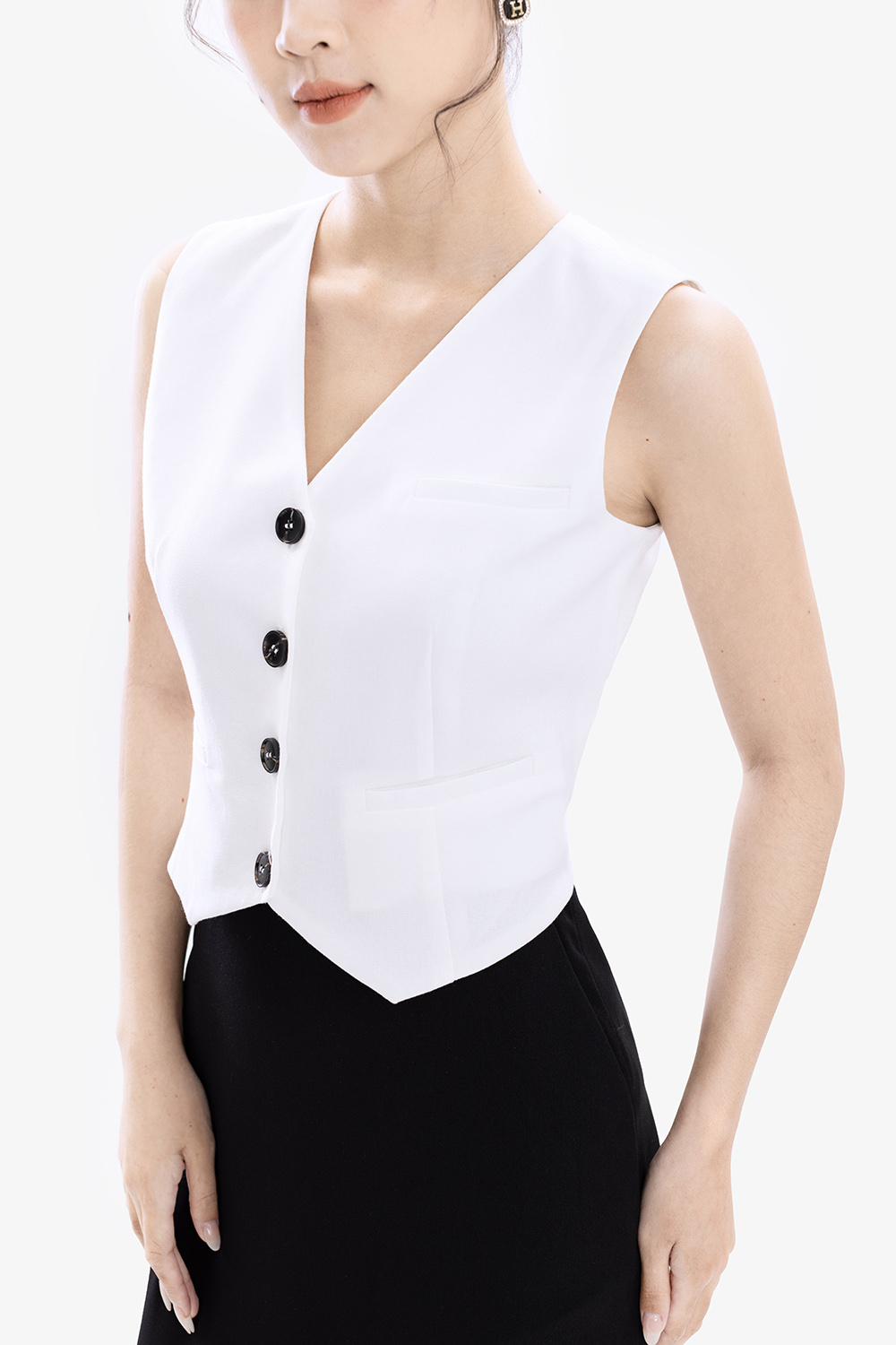 Áo gile nữ màu trắng