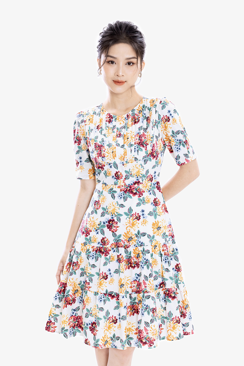 Đầm hoa dáng xòe đuôi cá