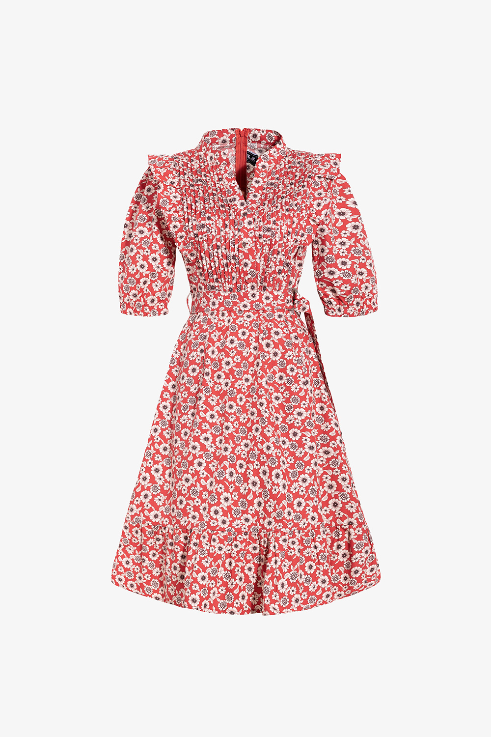 Đầm hoa dáng xòe đuôi cá xếp ly