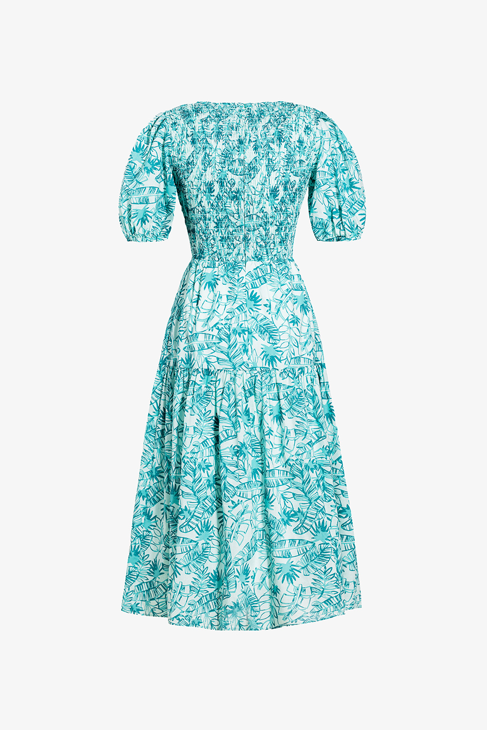 Đầm xòe họa tiết dáng dài cổ V