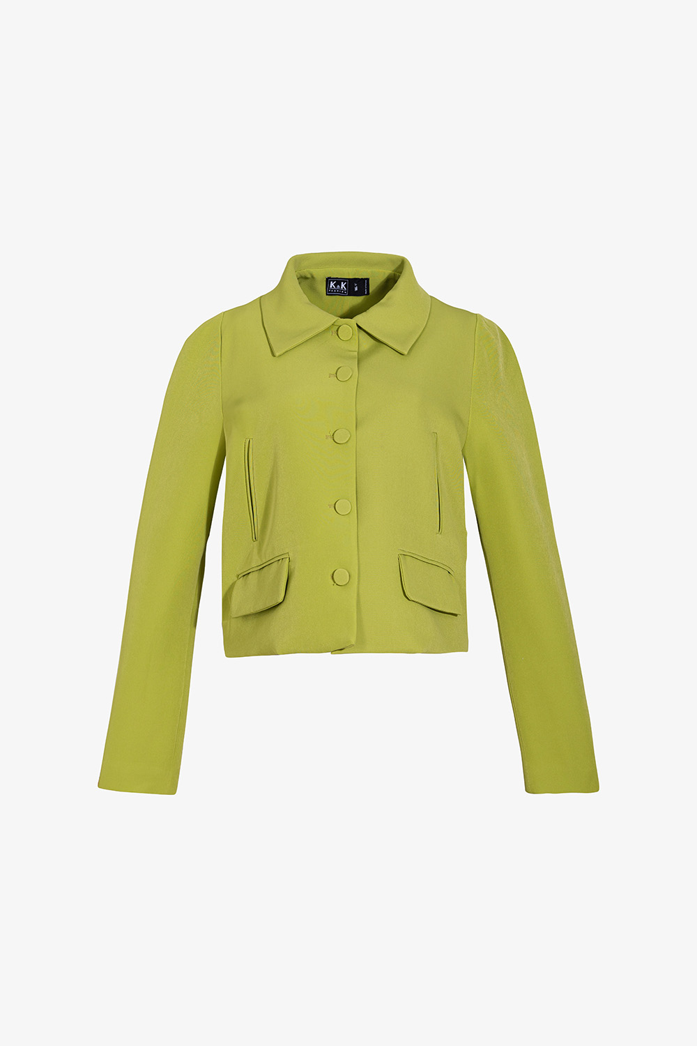 Áo khoác nữ màu xanh dáng suông tay dài