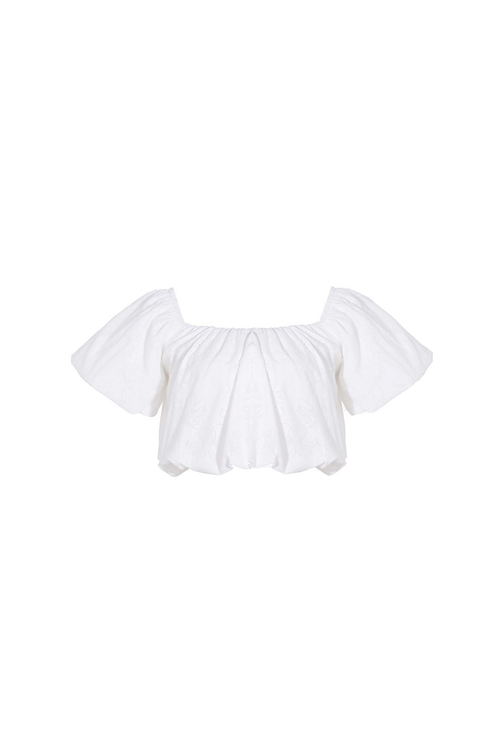 Áo kiểu croptop bẹt vai tay phồng